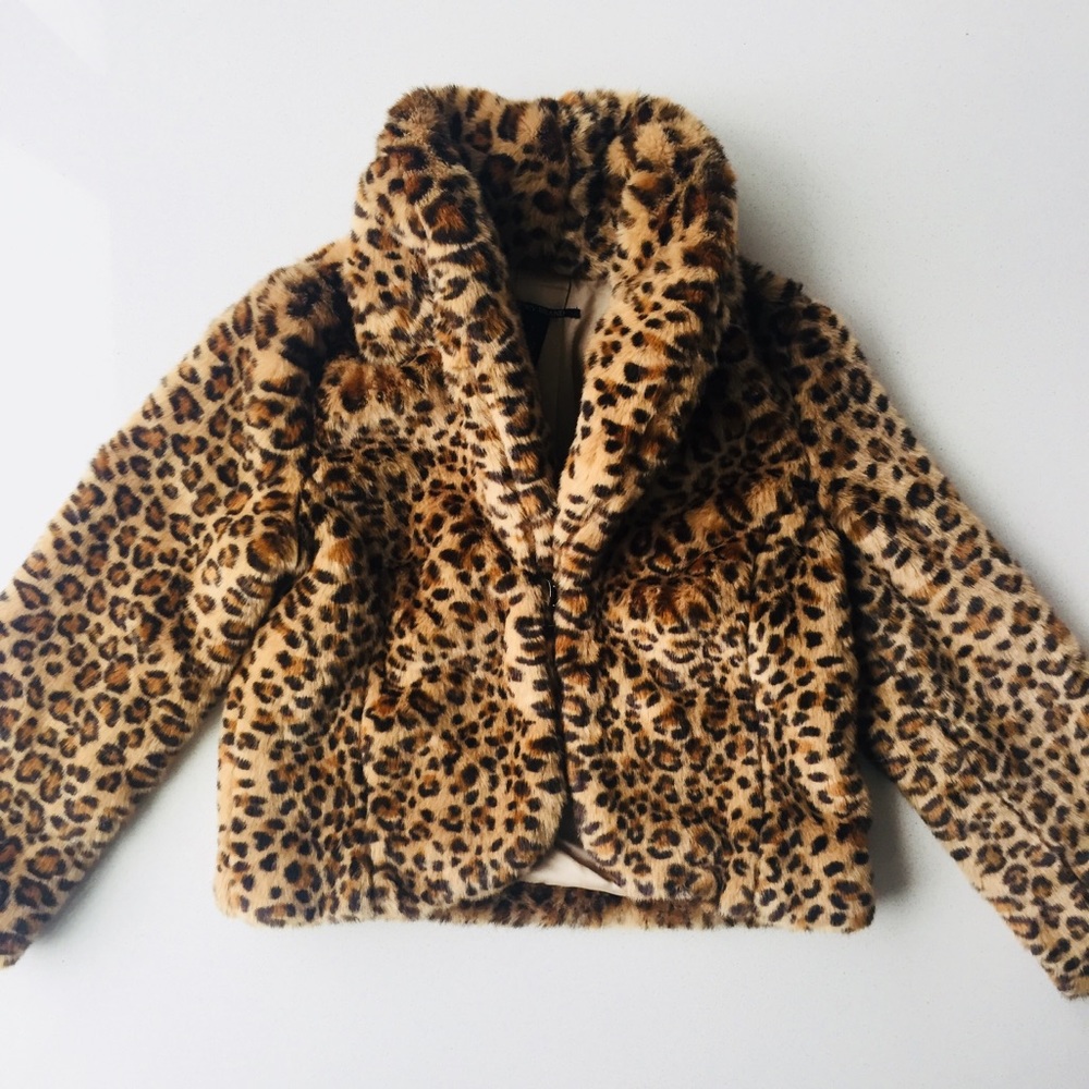 Lucky Brand Leopard Faux Fur Coat